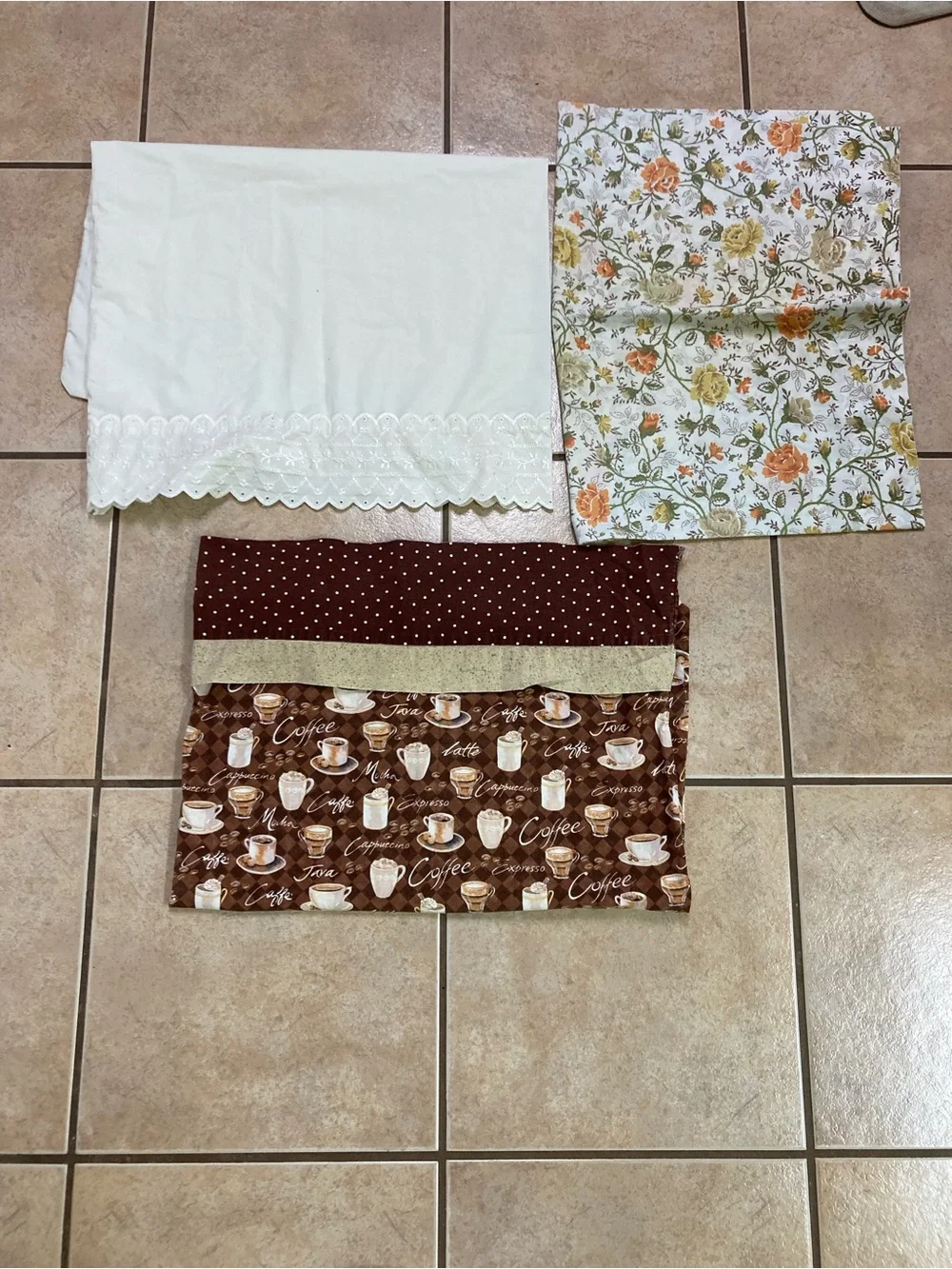 Home Bedding Pillowcase Set - White, Floral, and Coffee Brown  3 Pillowcases